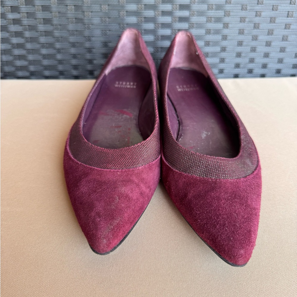 Stuart Weitzman Burgundy Flats with Suede Finish